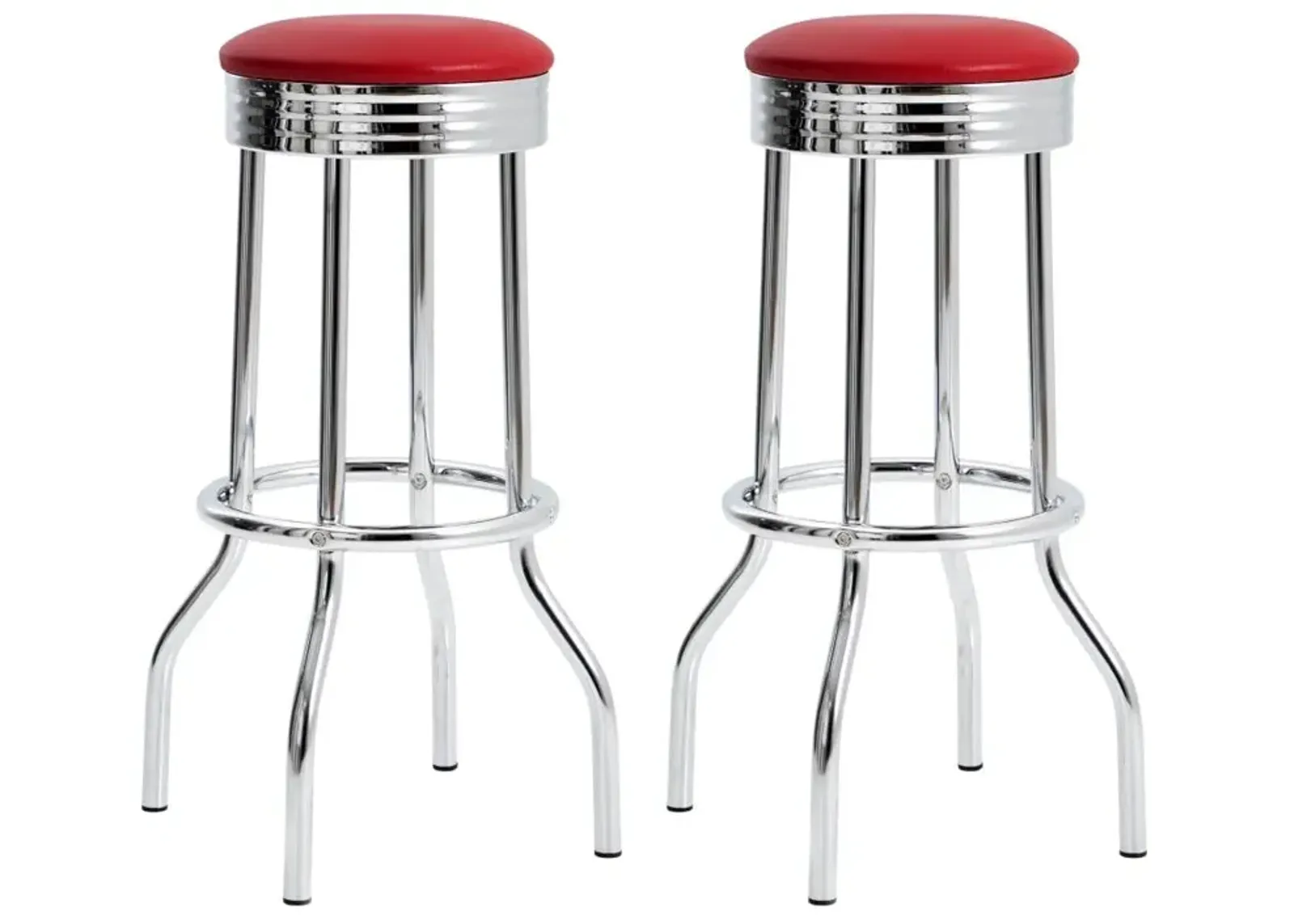 Theodore Upholstered Top Bar Stools Red and Chrome (Set of 2)