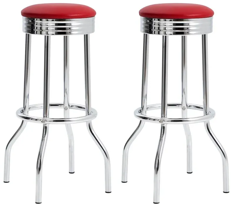 Theodore Upholstered Top Bar Stools Red and Chrome (Set of 2)