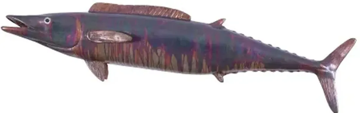 wahoo fish wall sculpture, resin, copper patina finish