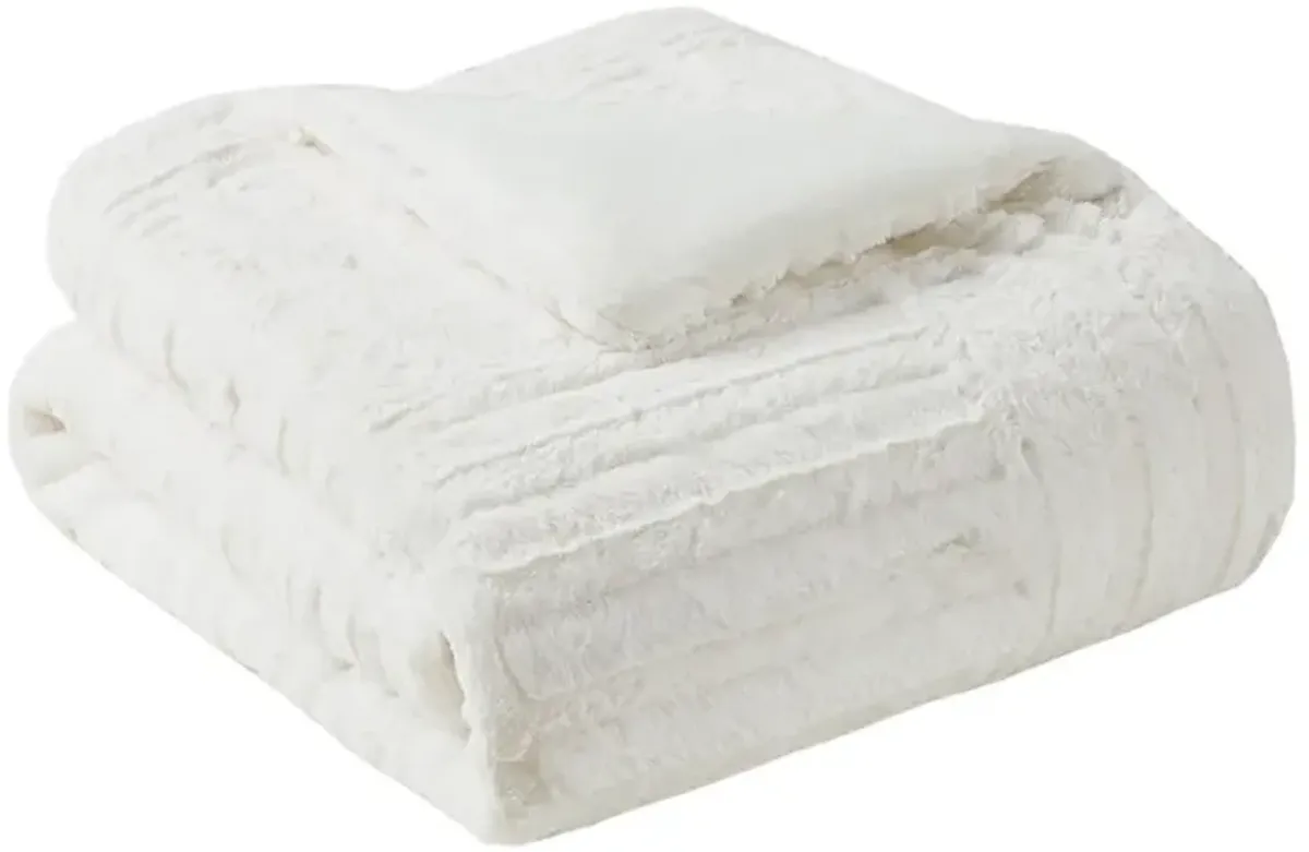 Madison Park Arctic Ivory Ultra Plush Down Alternative Throw