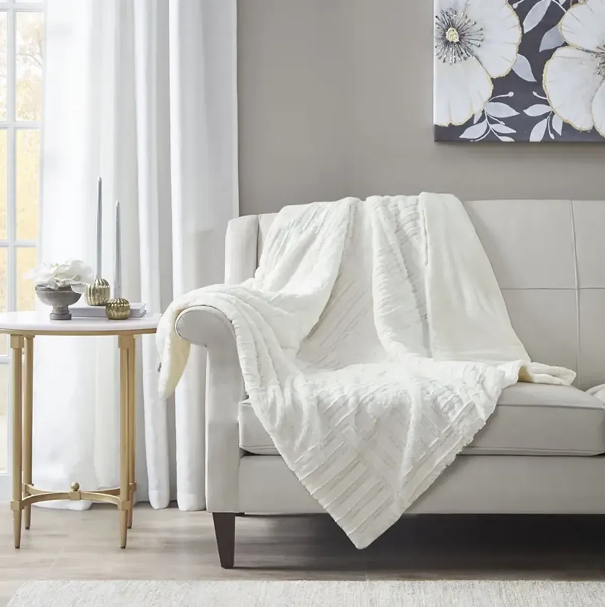 Madison Park Arctic Ivory Ultra Plush Down Alternative Throw