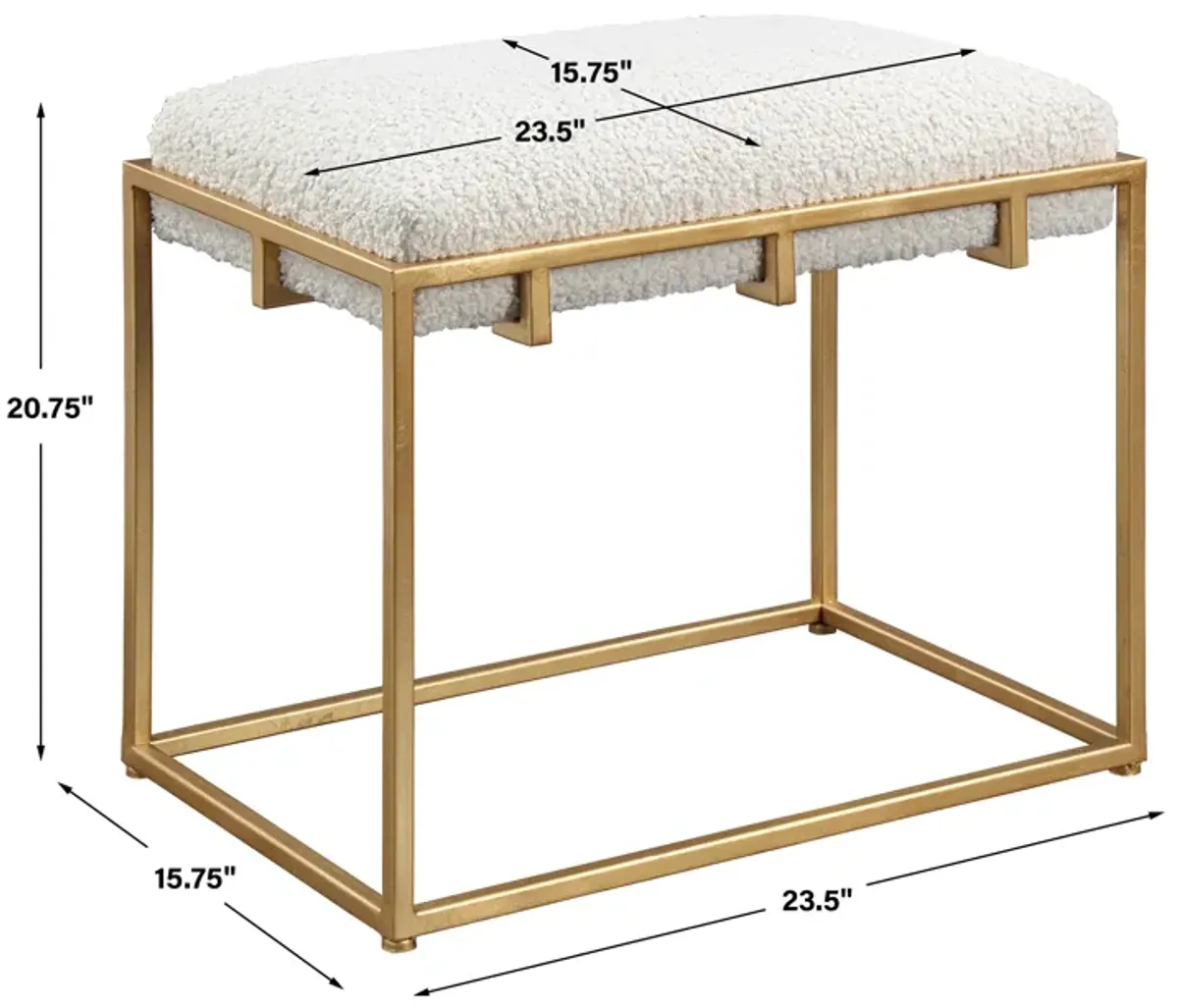 Paradox Small Gold & White Shearling Bench