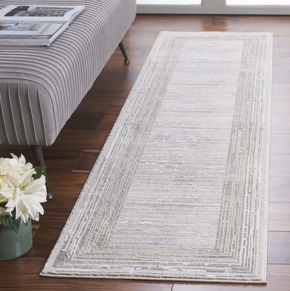 PARKER 124 TAUPE  2' x 8' Runner Rug