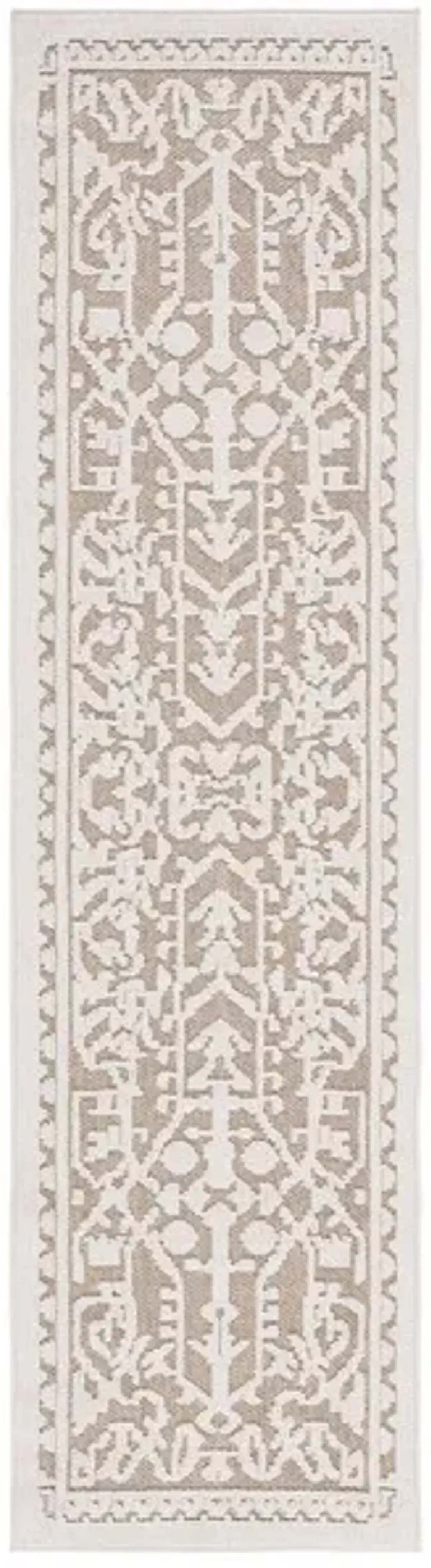 GLOBAL 222 Beige 2'-2' X 8' Runner Rug