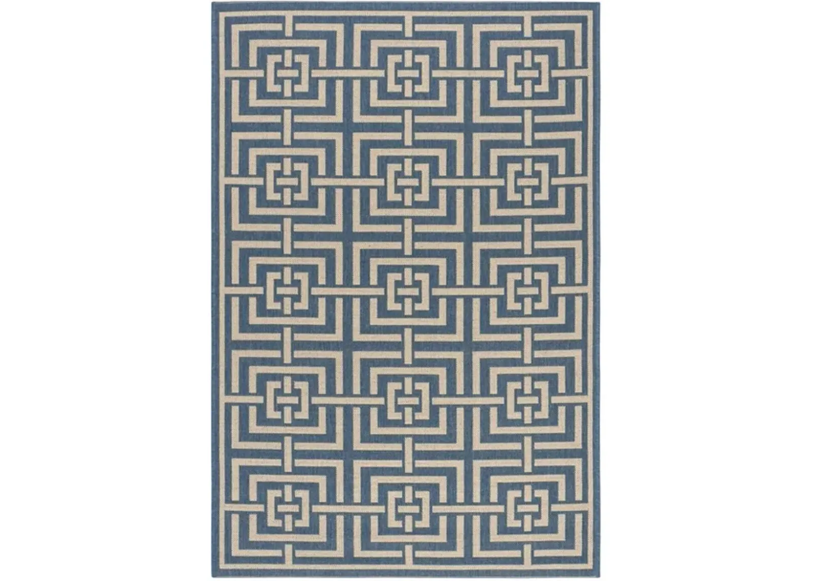 Safavieh BEACH HOUSE Collection BHS128M-3 Blue / Creme 3' X 5'