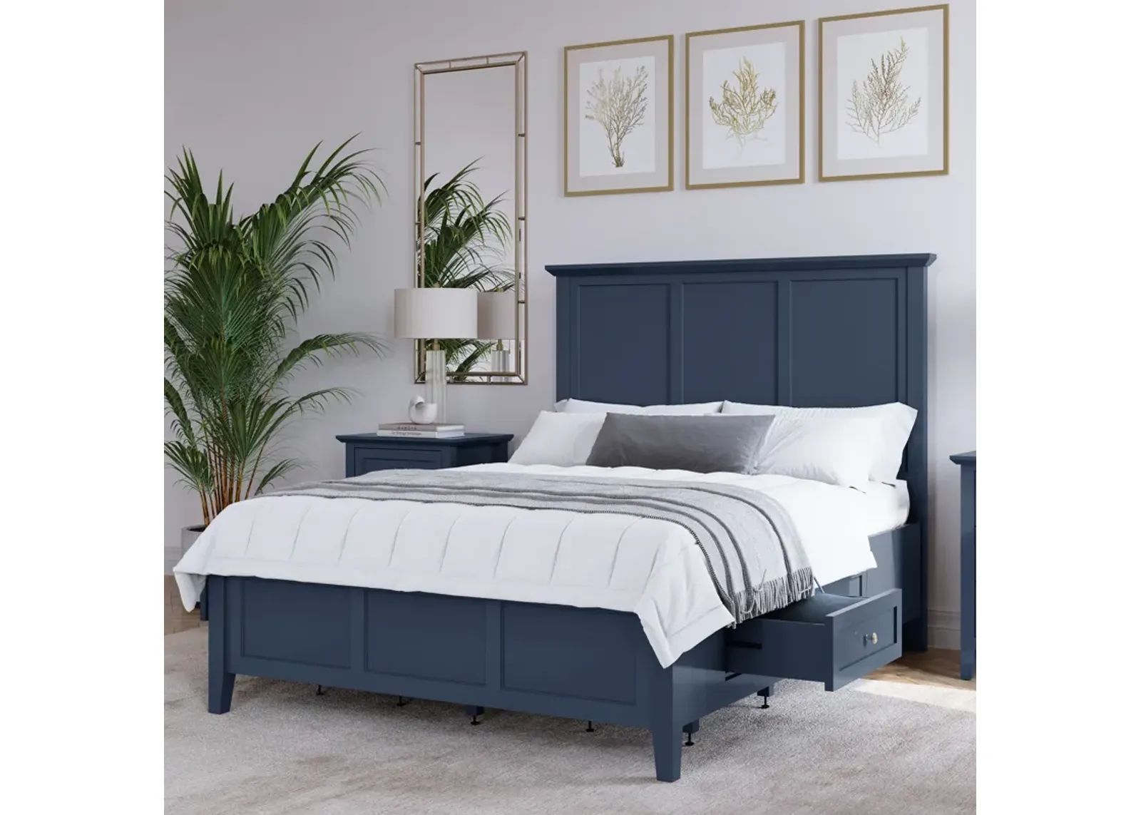 Grace Four Drawer California King-size Platform Storage Bed in Blueberry