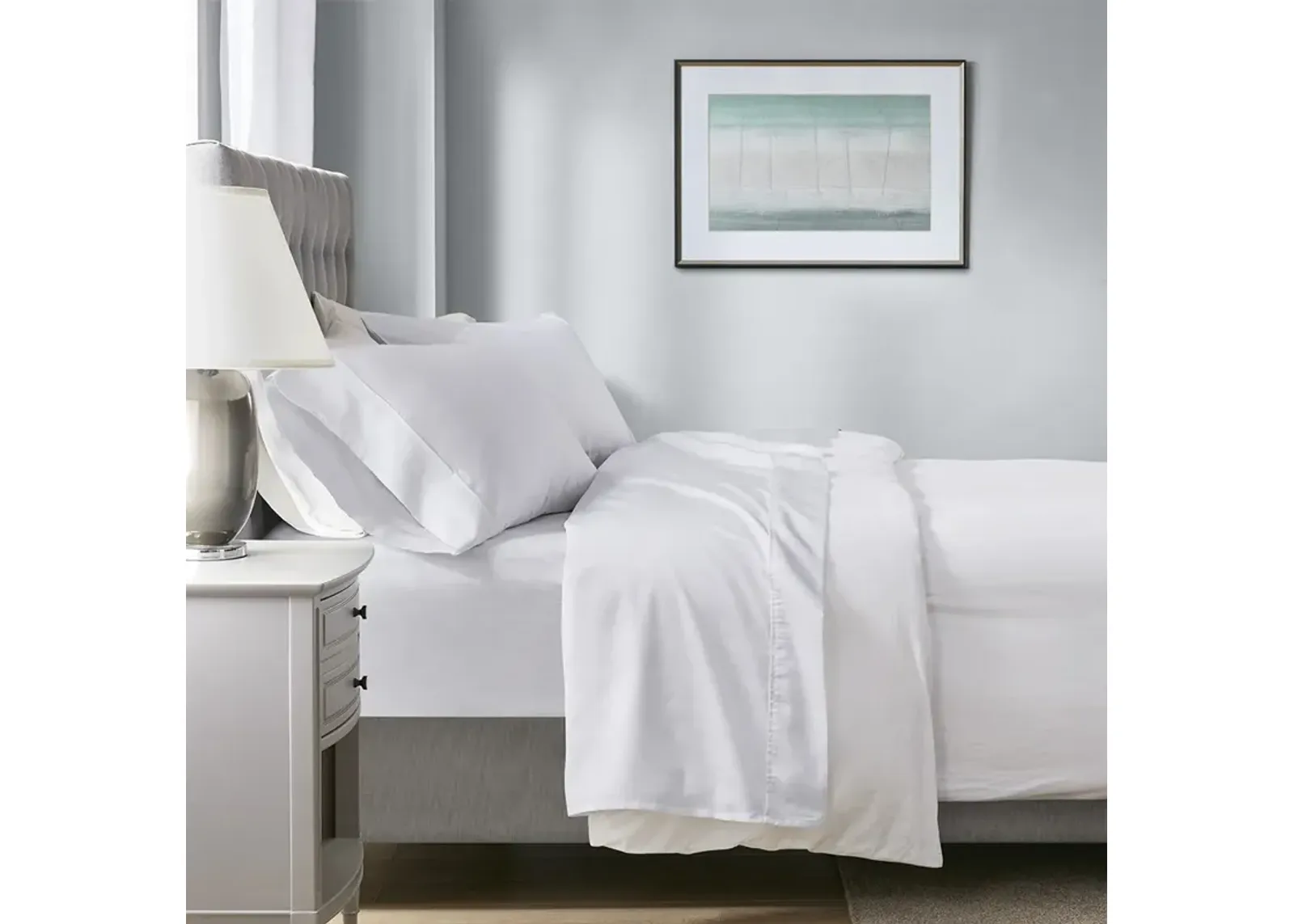 Beautyrest 1000 Thread Count White HeiQ Smart Temperature Cotton Blend 4 PC Sheet Set