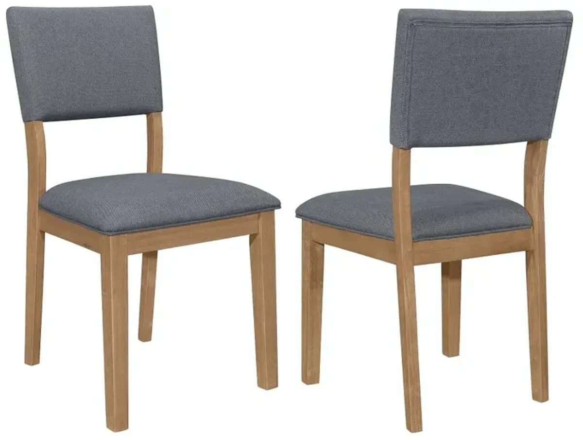 Sharon Open Back Padded Upholstered Dining Side Chair Blue and Brown (Set of 2)