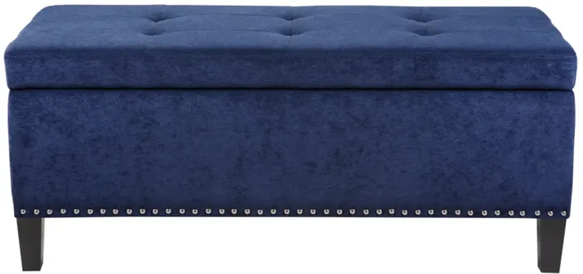 Madison Park Shandra II Blue Tufted Top Soft Close Storage Bench