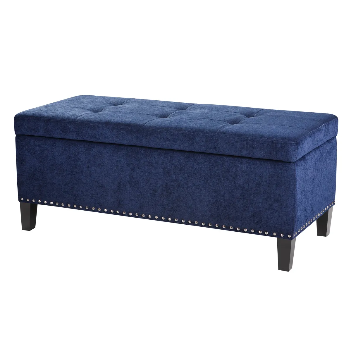 Madison Park Shandra II Blue Tufted Top Soft Close Storage Bench