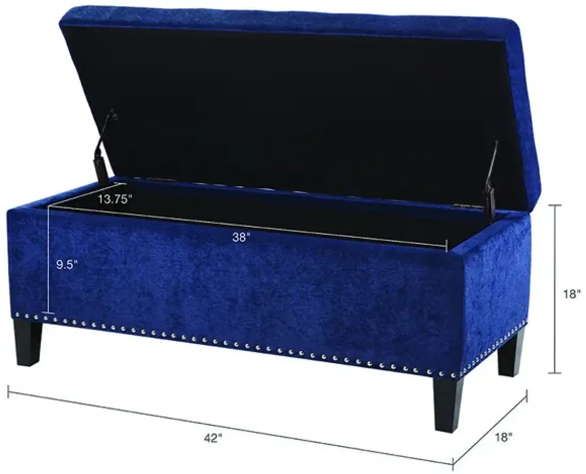 Madison Park Shandra II Blue Tufted Top Soft Close Storage Bench