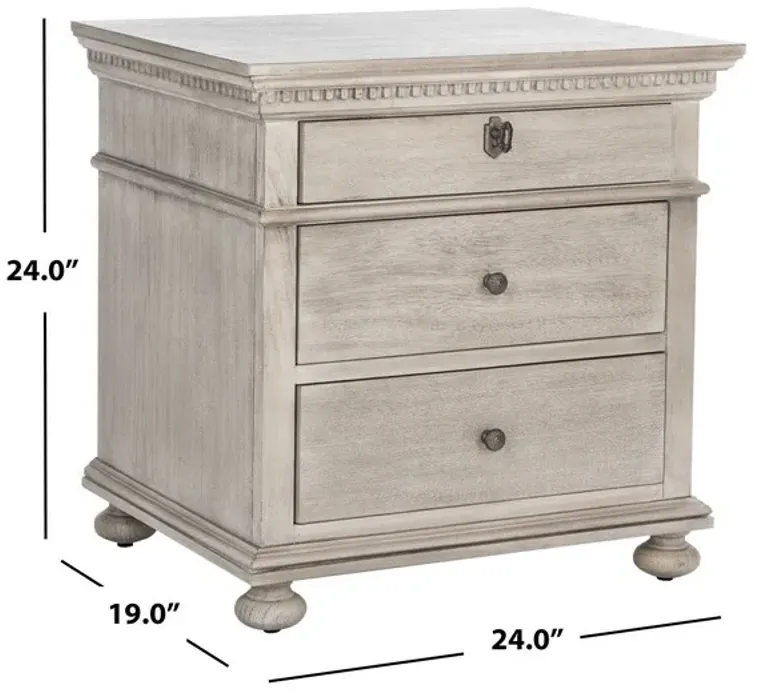 Allisyn 3 Drawer Wood Nightstand