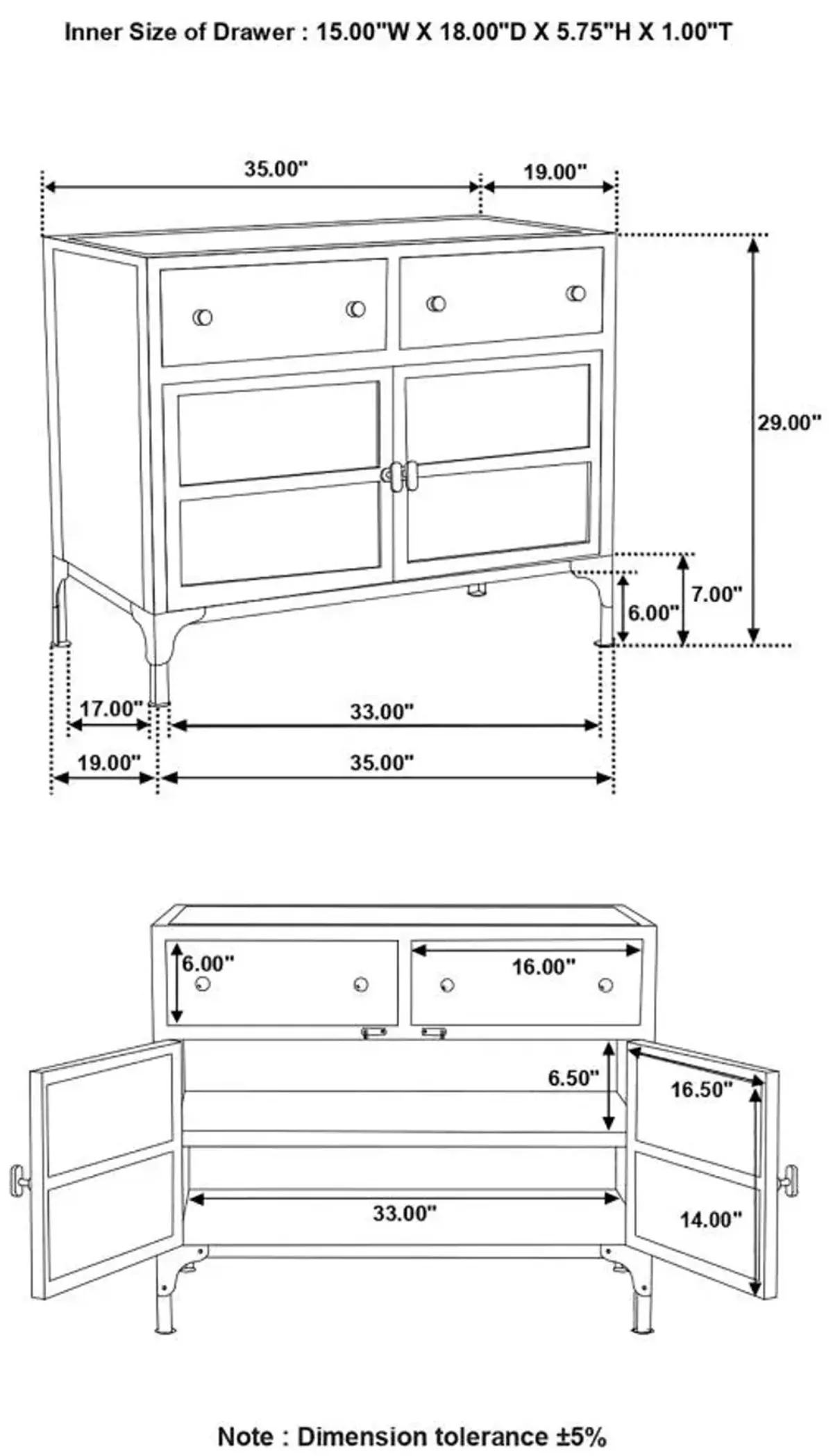 Abbott 2-Drawer Accent Cabinet with Doors