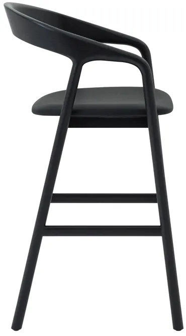 Apache Black Oak Wood and Faux Leather Counter Stool