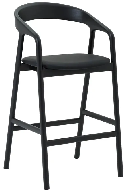 Apache Black Oak Wood and Faux Leather Counter Stool