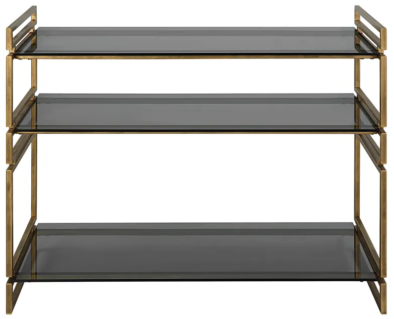 Stacked Up Gray Glass Console Table