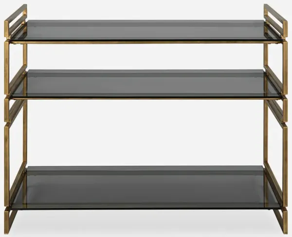 Stacked Up Gray Glass Console Table