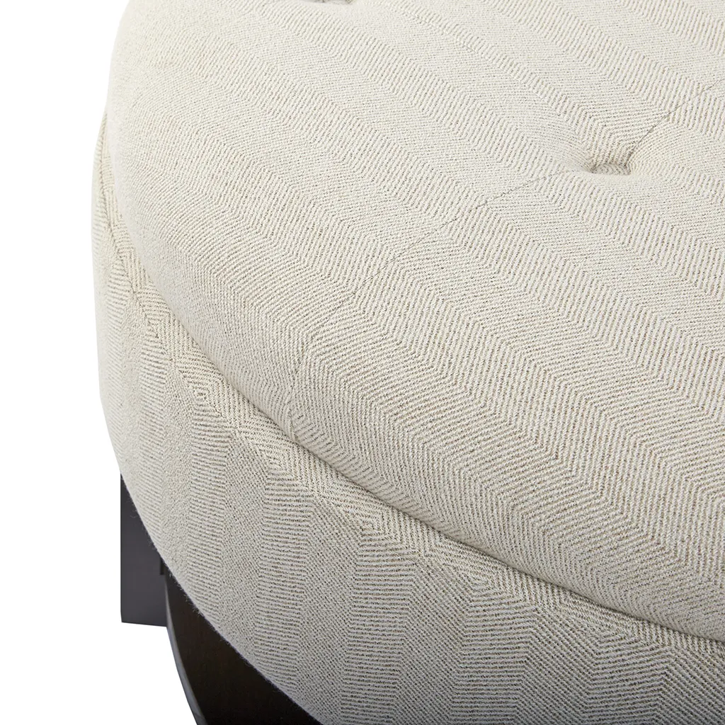 Madison Park Miller Cream/Brown Round Storage Ottoman