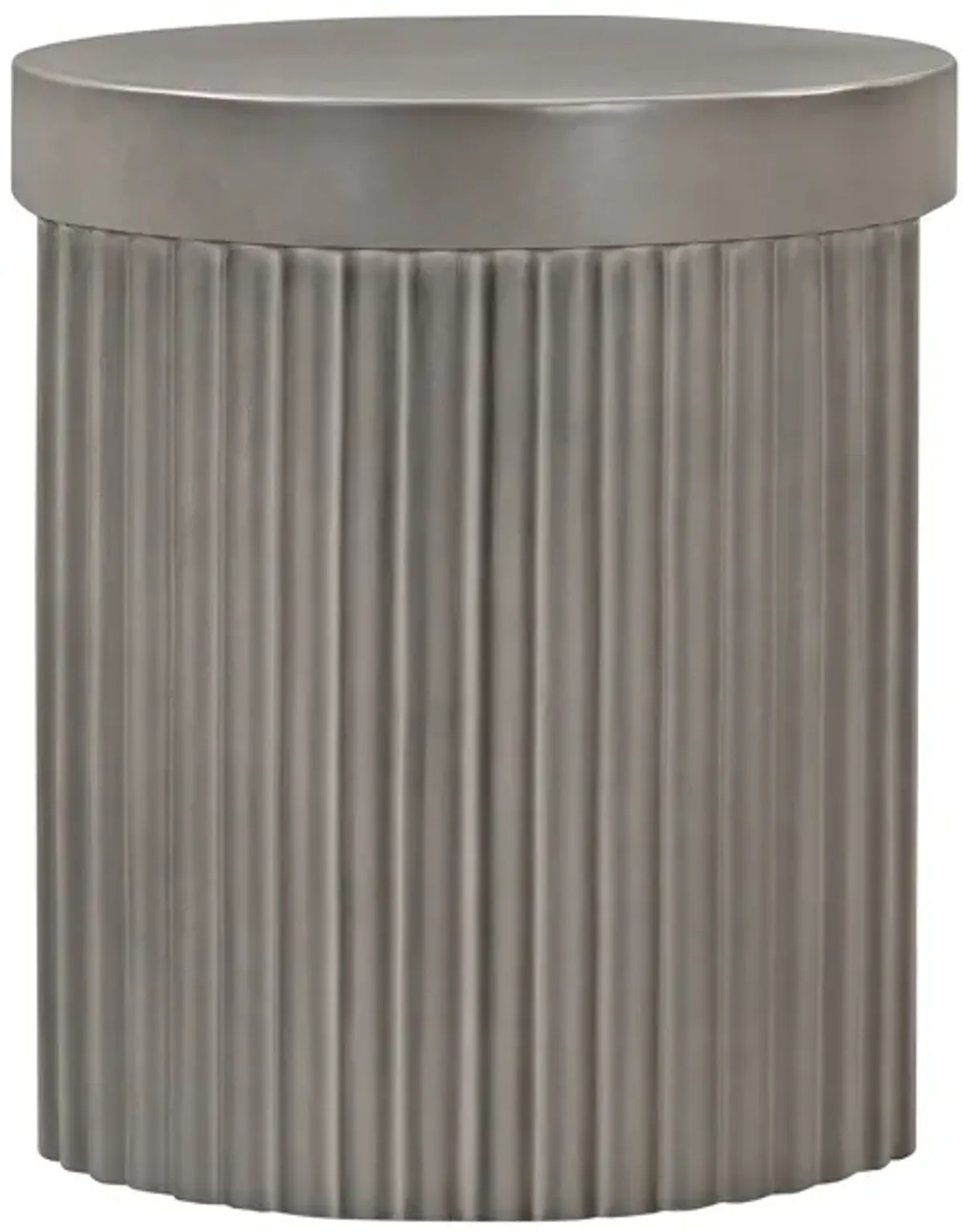 Wave Round Indoor or Outdoor Accent Stool End Table in Gray Concrete