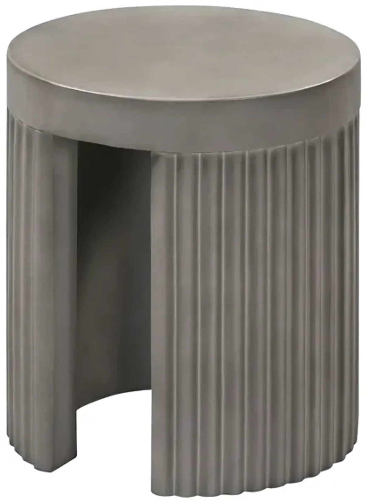 Wave Round Indoor or Outdoor Accent Stool End Table in Gray Concrete