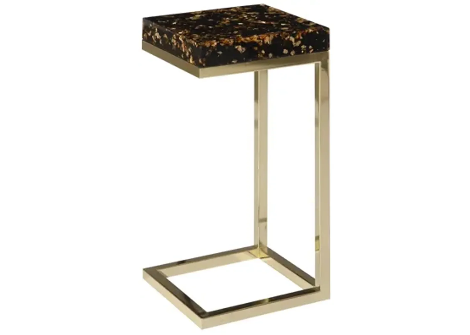 Captured End Table, Gold Flake, Plated Brass Base