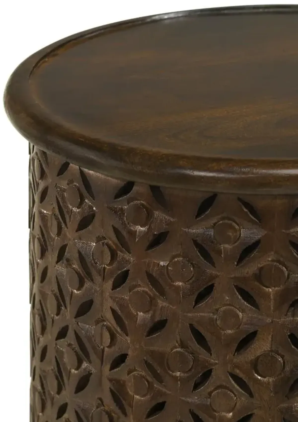 Krish 18-inch Round Accent Table Dark Brown