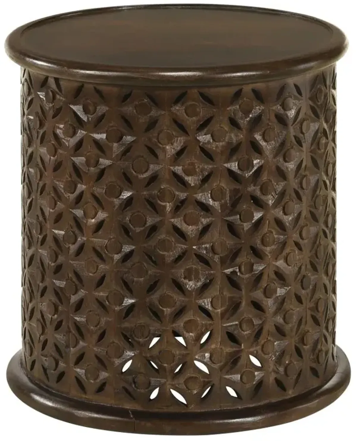 Krish 18-inch Round Accent Table Dark Brown