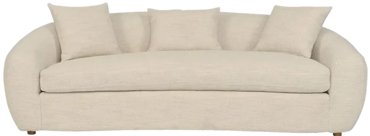 Molly 96.5" Upholstered Curved Sofa in Pearl