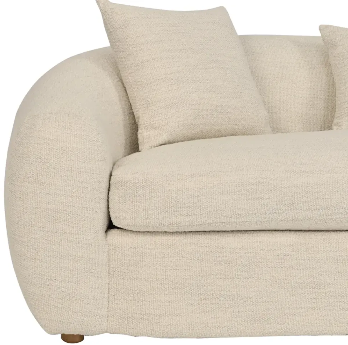 Molly 96.5" Upholstered Curved Sofa in Pearl