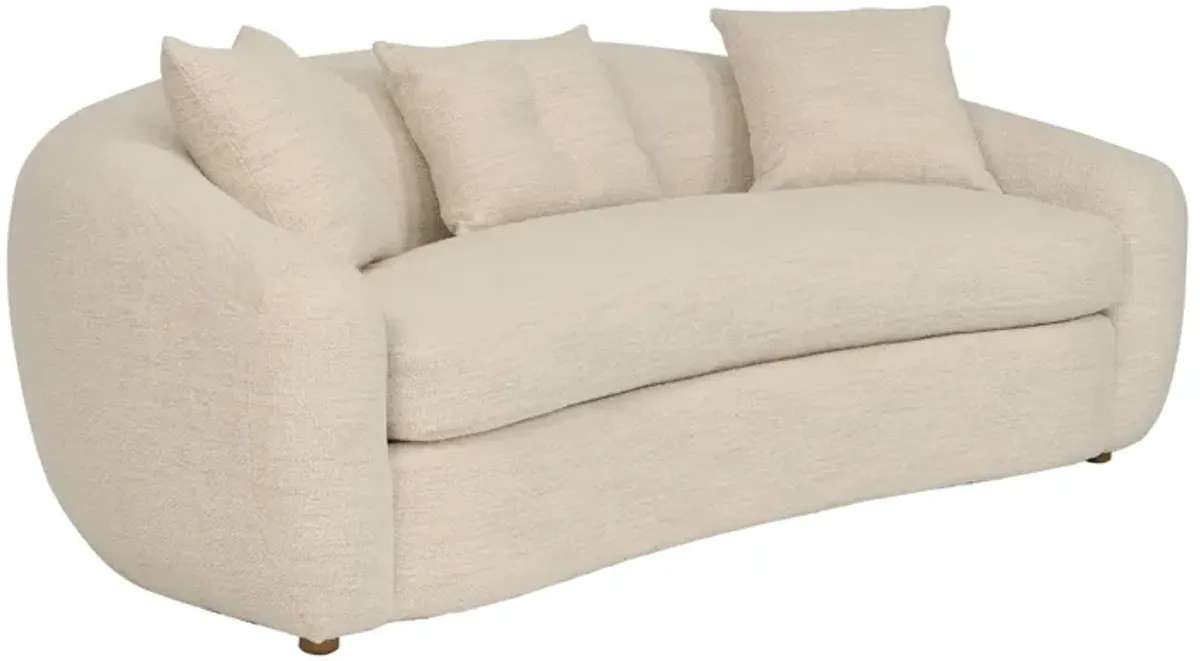 Molly 96.5" Upholstered Curved Sofa in Pearl