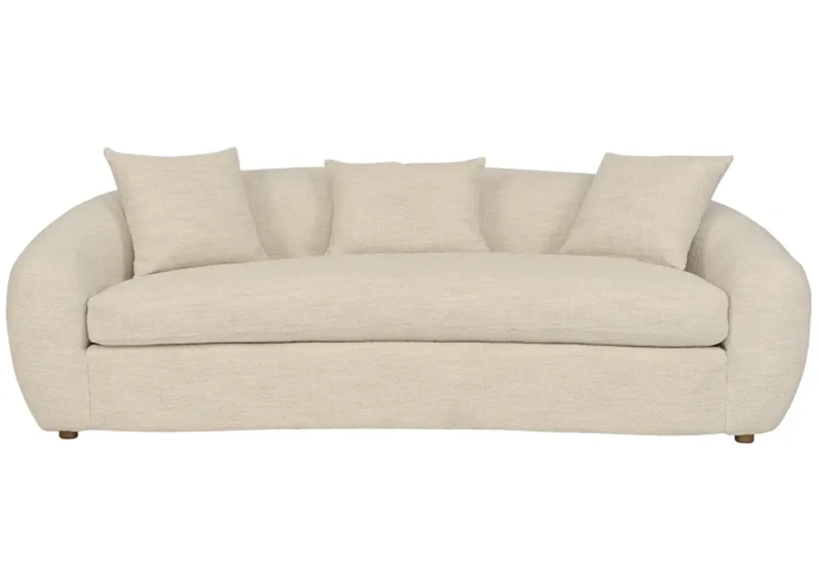 Molly 96.5" Upholstered Curved Sofa in Pearl