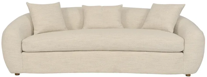 Molly 96.5" Upholstered Curved Sofa in Pearl