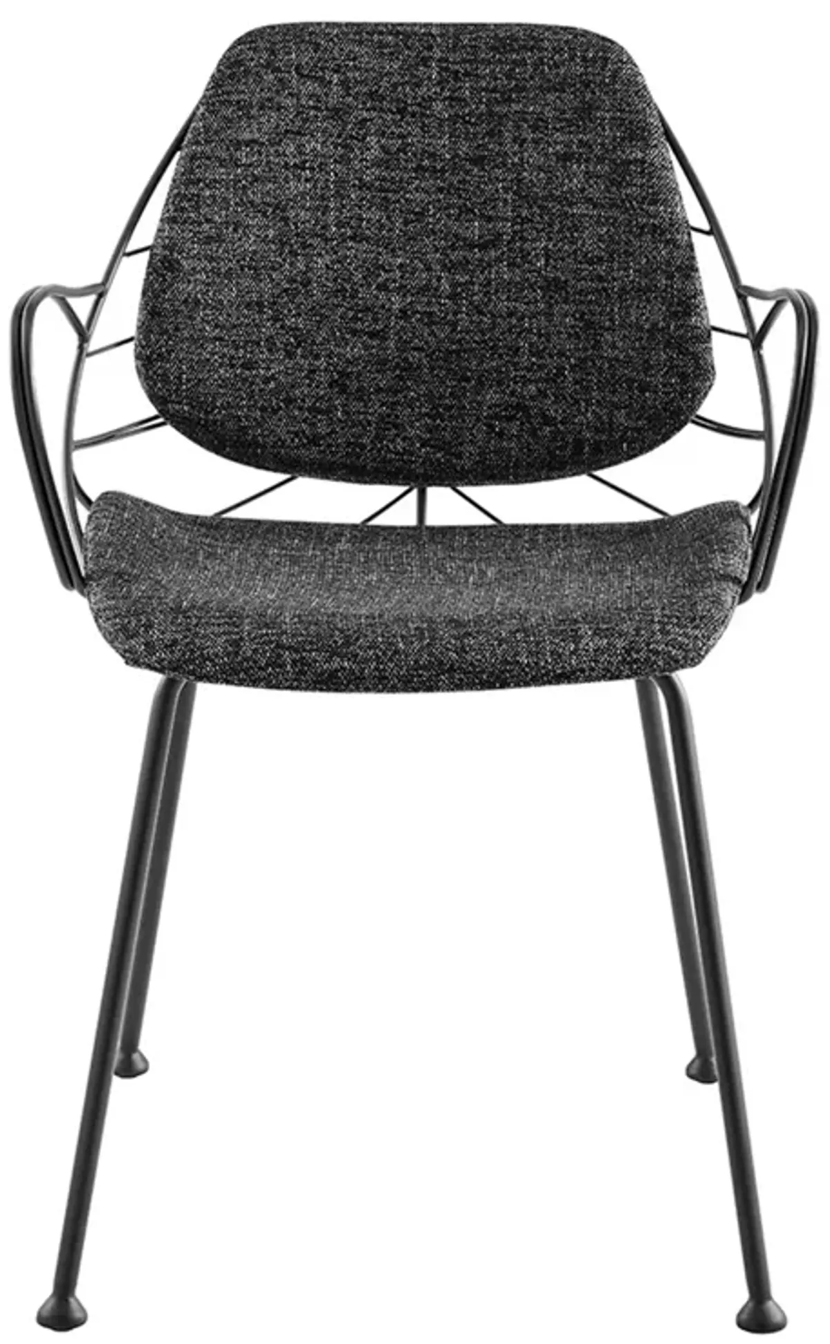 Linnea Armchair In Black Fabric with Matte Black Frame and Legs - Set of 2