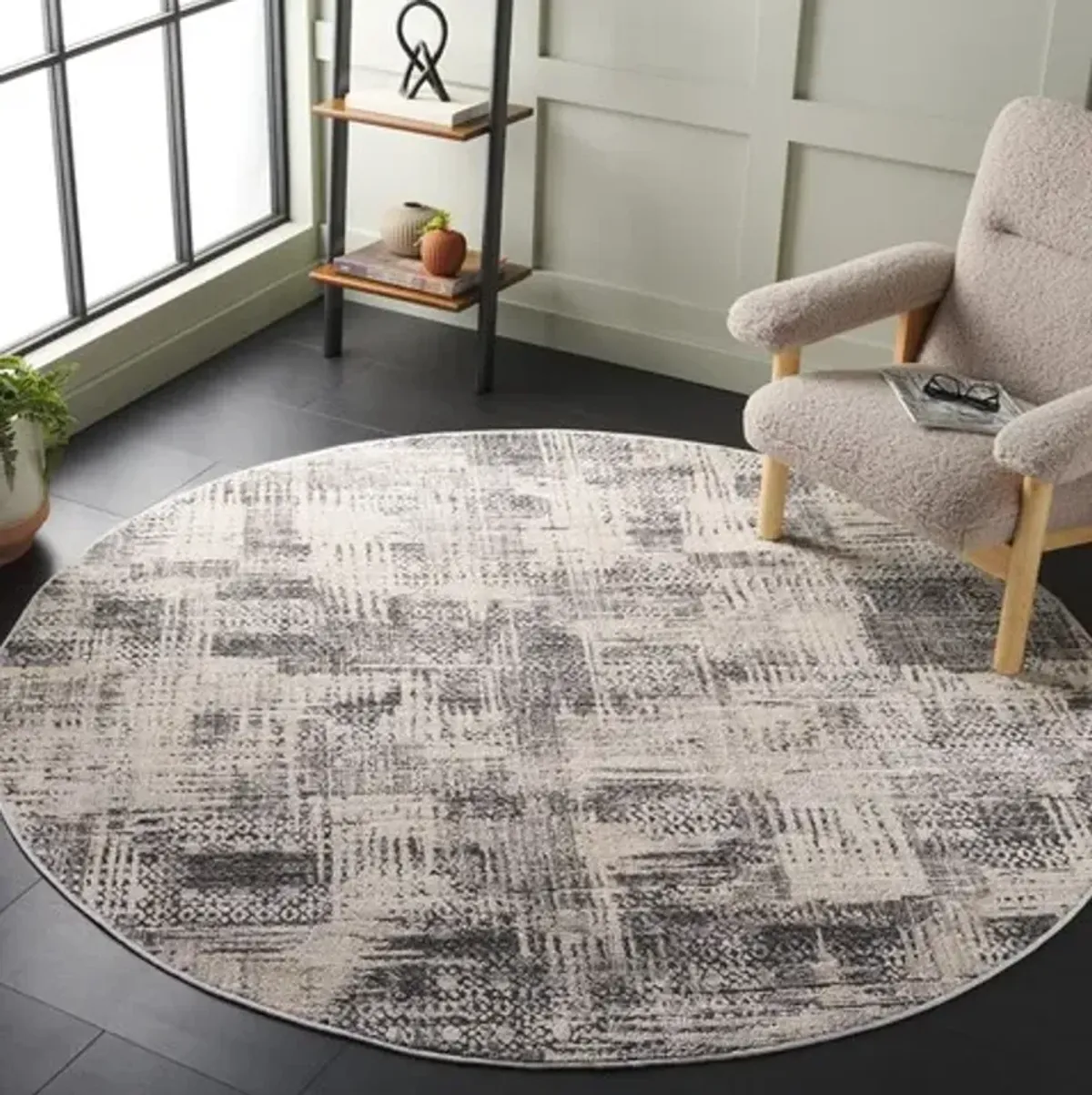 WHISPER 812 Grey  6'-7' X 6'-7' Round Round Rug