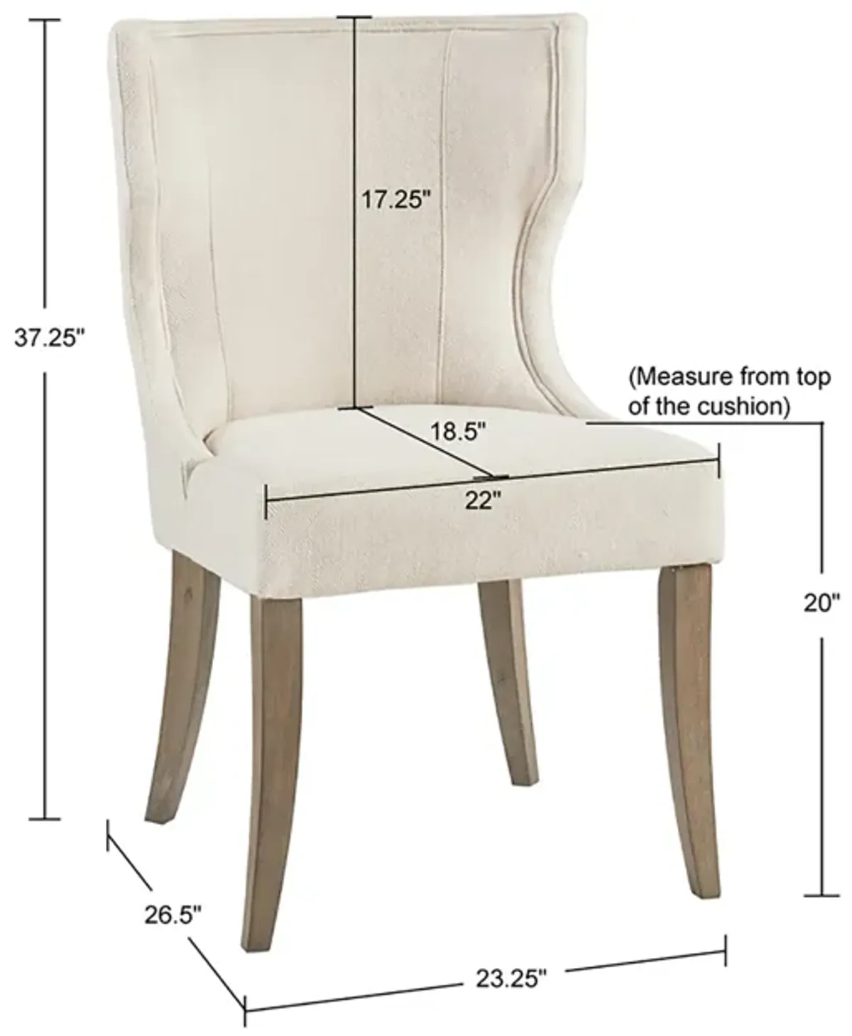 Madison Park Carson Cream Upholstered Wingback Dining Chair