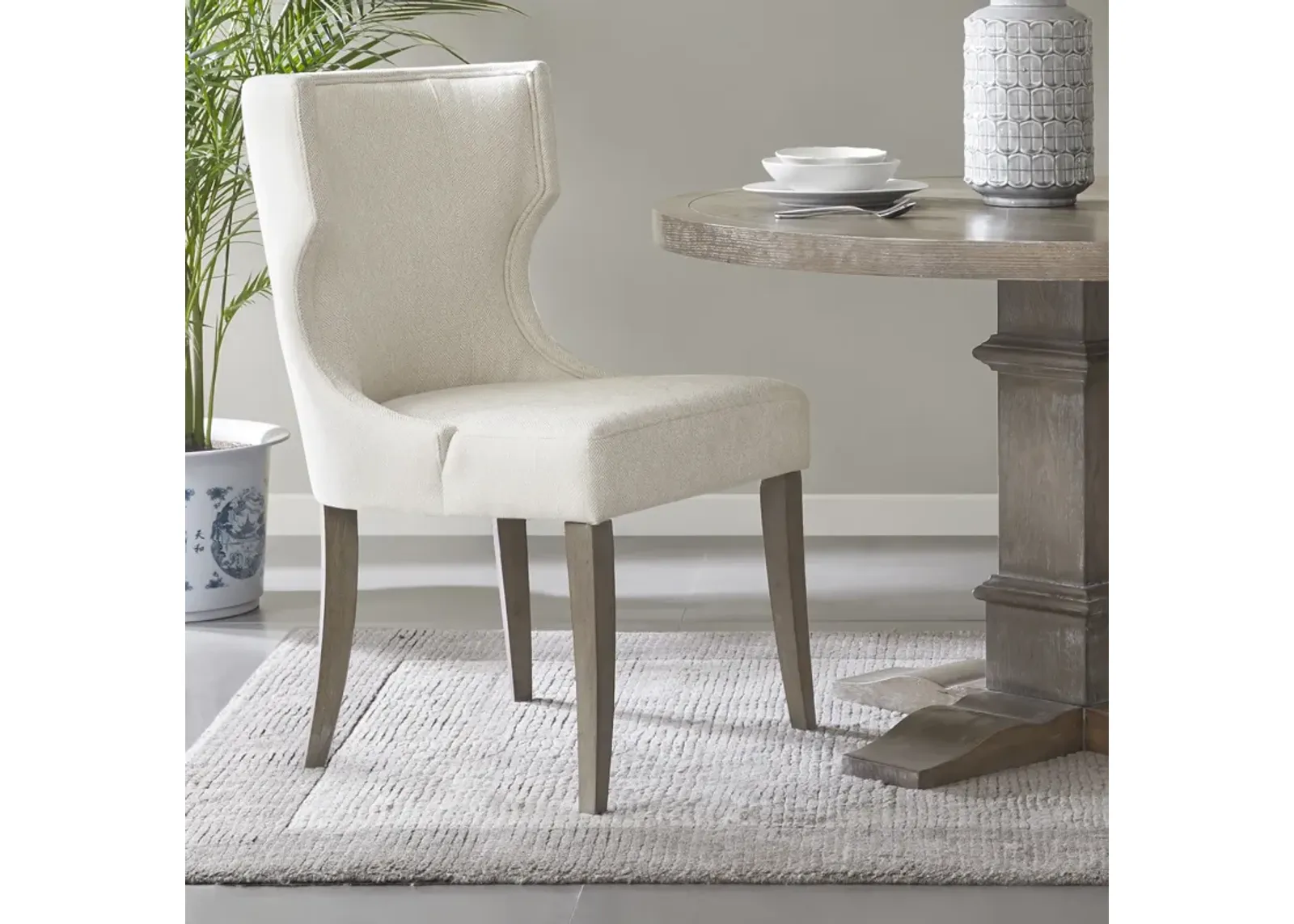 Madison Park Carson Cream Upholstered Wingback Dining Chair