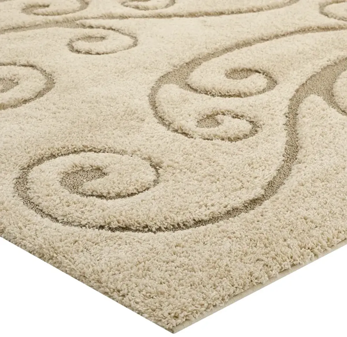 Jubilant Sprout Scrolling Vine 5x8 Shag Area Rug