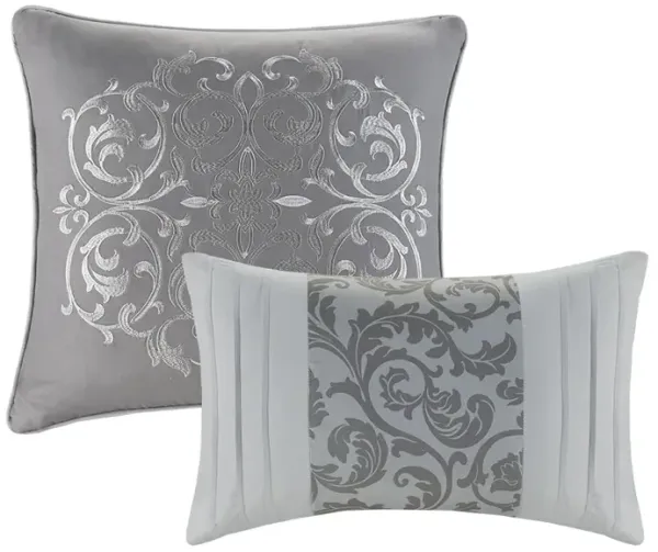 510 Design Ramsey Grey Embroidered 8 Piece Comforter Set