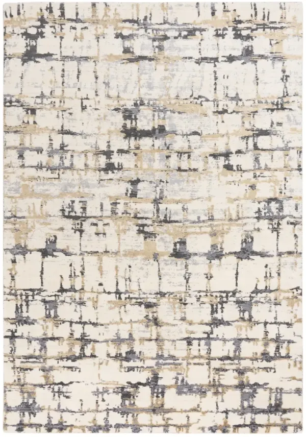 Bolero Beige/Gray Abstract NZ Wool/Tencel Blend 9'x12' Rectangle Rug