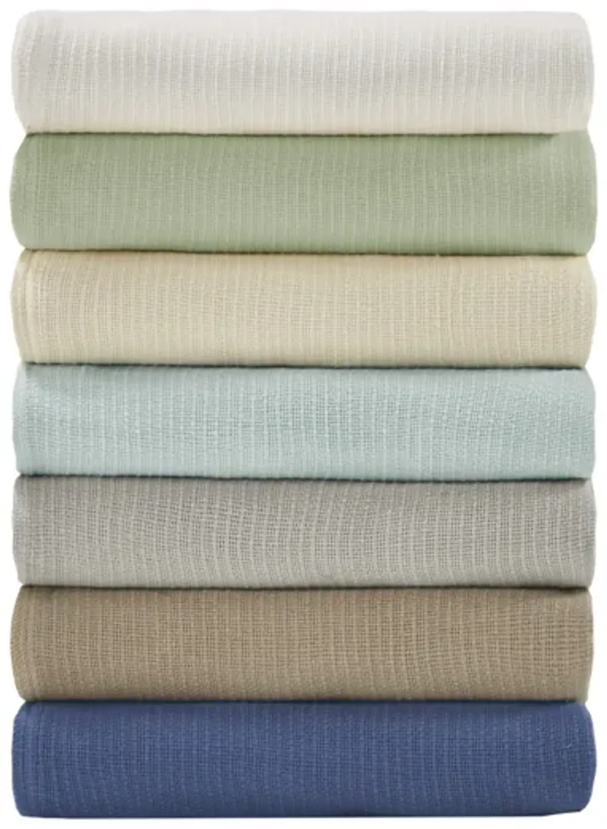 Madison Park Freshspun Basketweave Blue Cotton Blanket