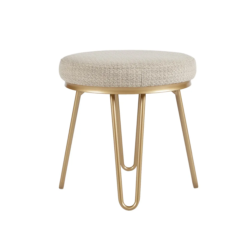 INK+IVY Beverly Tan/Gold Round stool