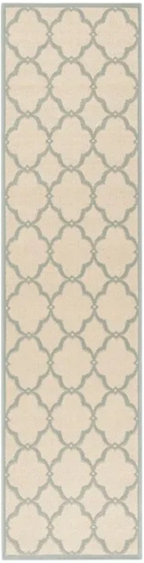 LINDEN 125 Collection LND125L-28 Cream / Aqua 2'-2" X 8'