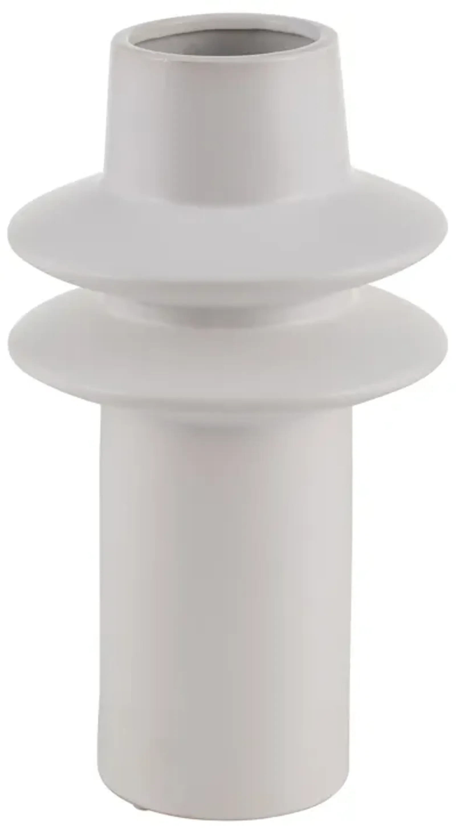 Cer, 11"h Modern Vase, White