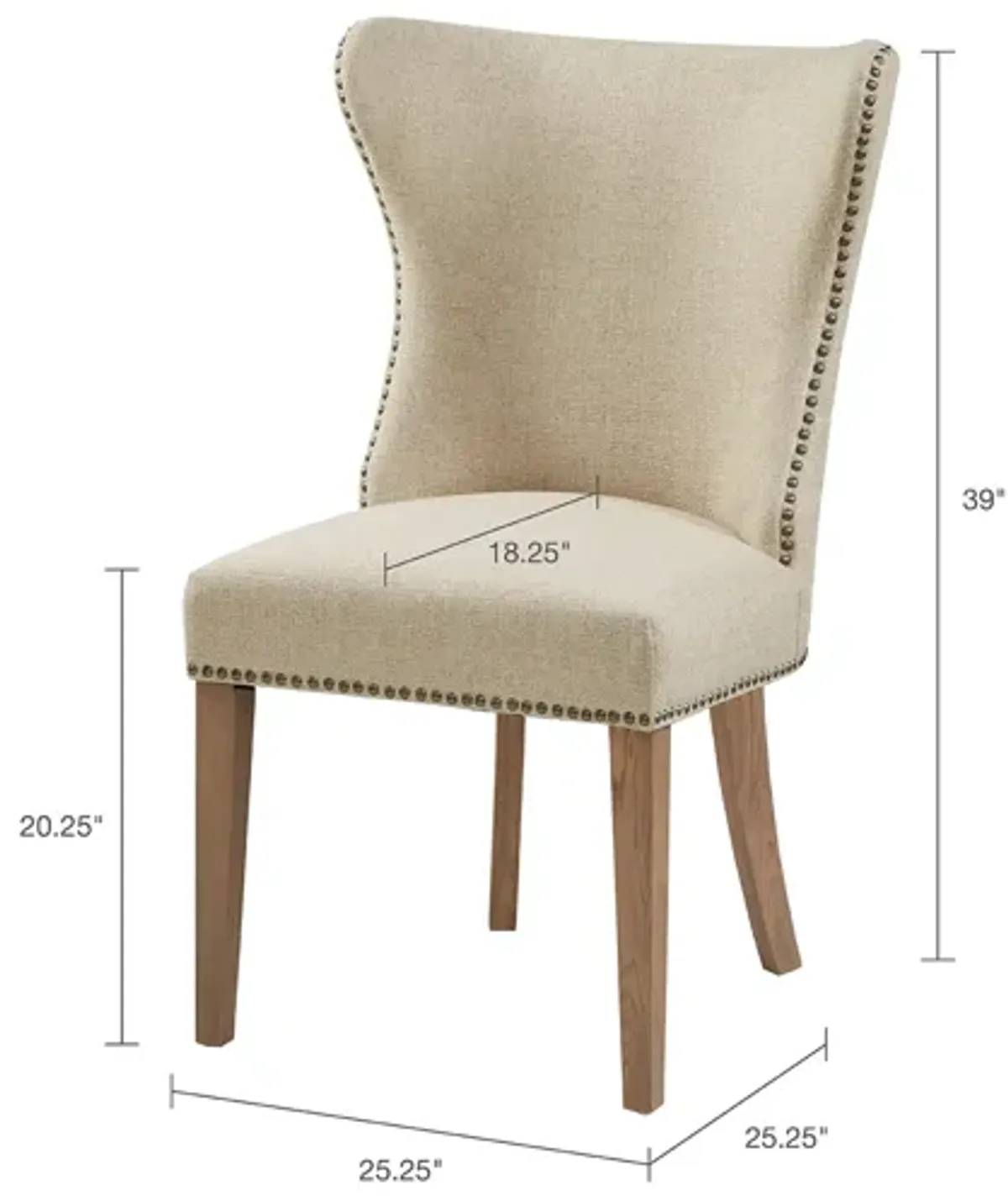 Madison Park Skylar Cream Dining Side Chair (Set of 2)