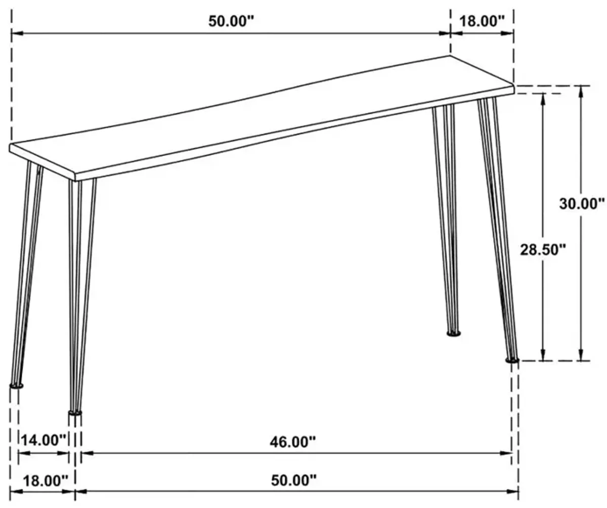 Taryn Sofa Table with Hairpin Leg Natural And Matte Black