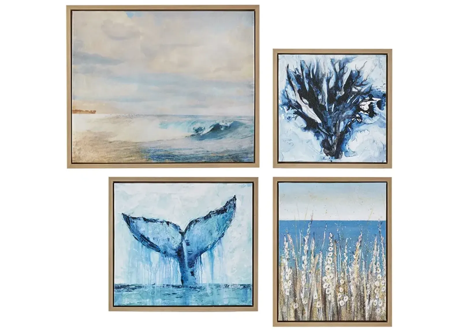 Madison Park Seascape Blue 4-piece Framed Canvas Wall Art Set