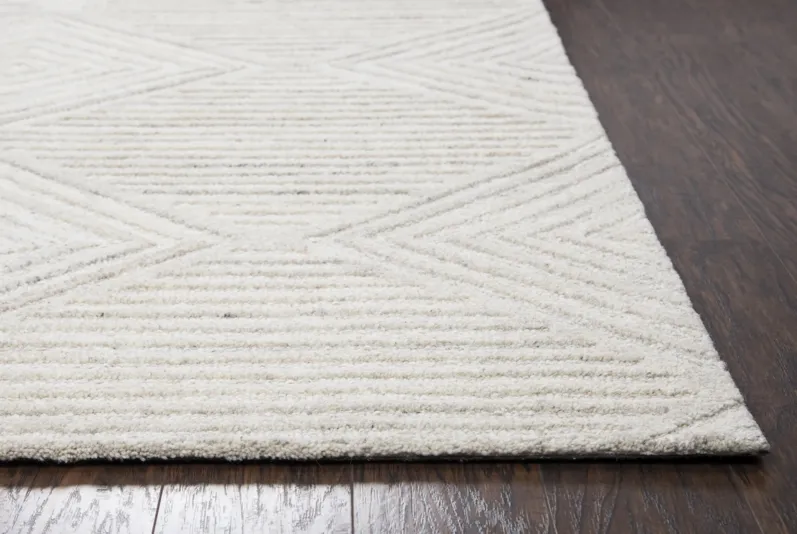 Suffolk Ivory/Natural Geometric/Solid Wool 8' x 10' Rectangle Rug