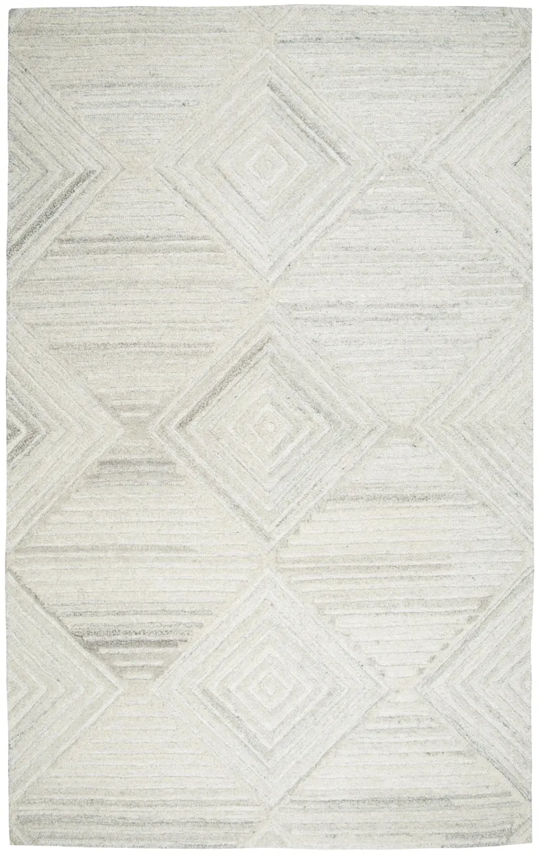 Suffolk Ivory/Natural Geometric/Solid Wool 8' x 10' Rectangle Rug