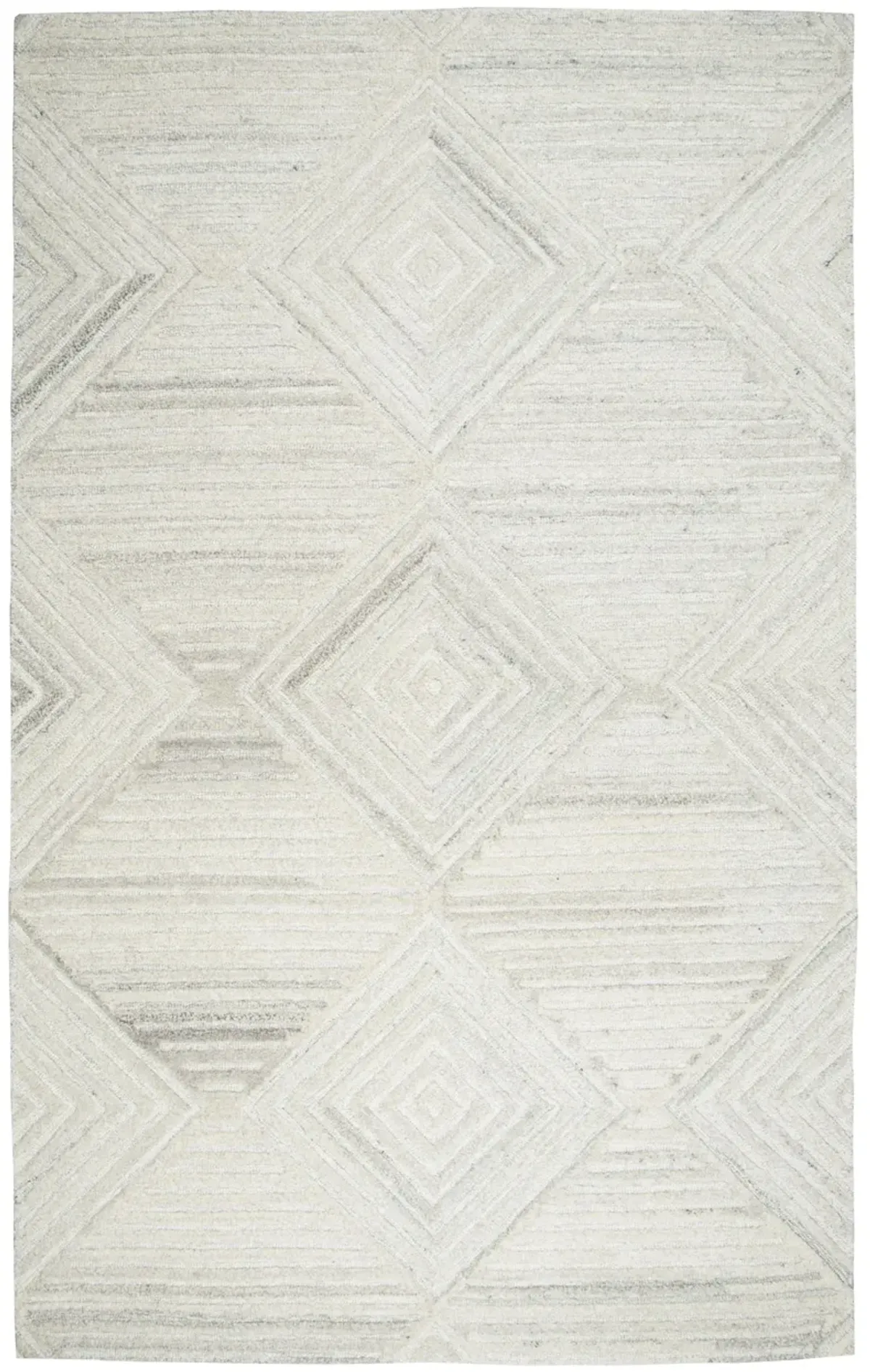 Suffolk Ivory/Natural Geometric/Solid Wool 8' x 10' Rectangle Rug