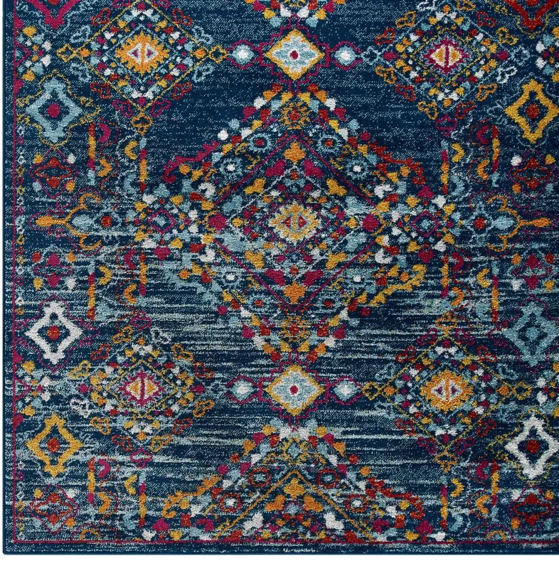 Entourage Khalida Distressed Vintage Floral Lattice 5x8 Area Rug